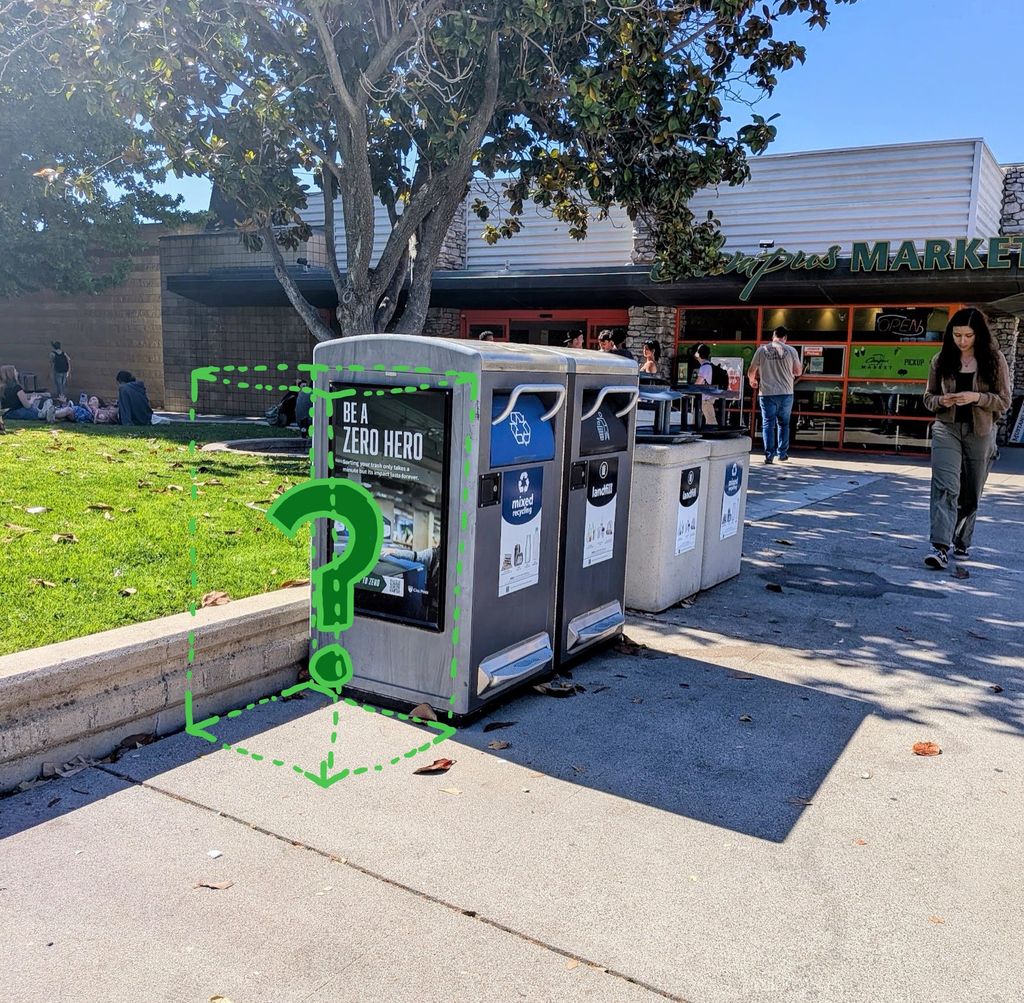 campus marketplace with an outline of where a compost bin would be